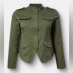 Torrid Olive Army Green Women's Military High Collar Cotton Blend Jacket 3X NWT